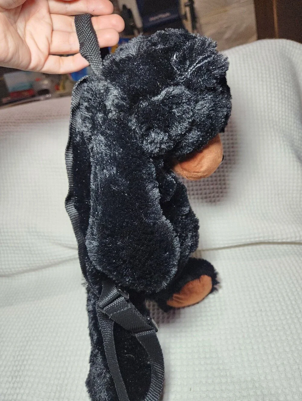 Plush Black Bear Kids Backpack - Soft Teddy Design